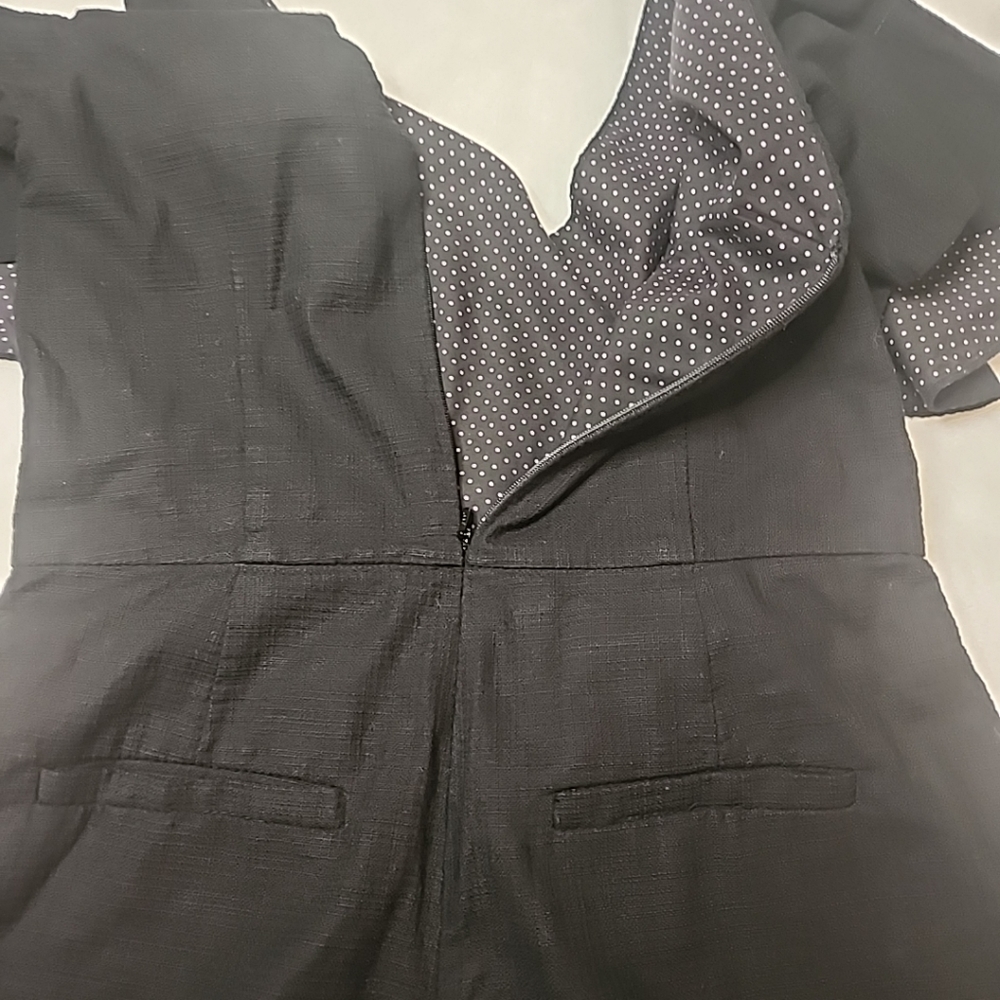 Anthropologie Elevenses black cold shoulder short one piece romper Sz2 - Picture 6 of 16